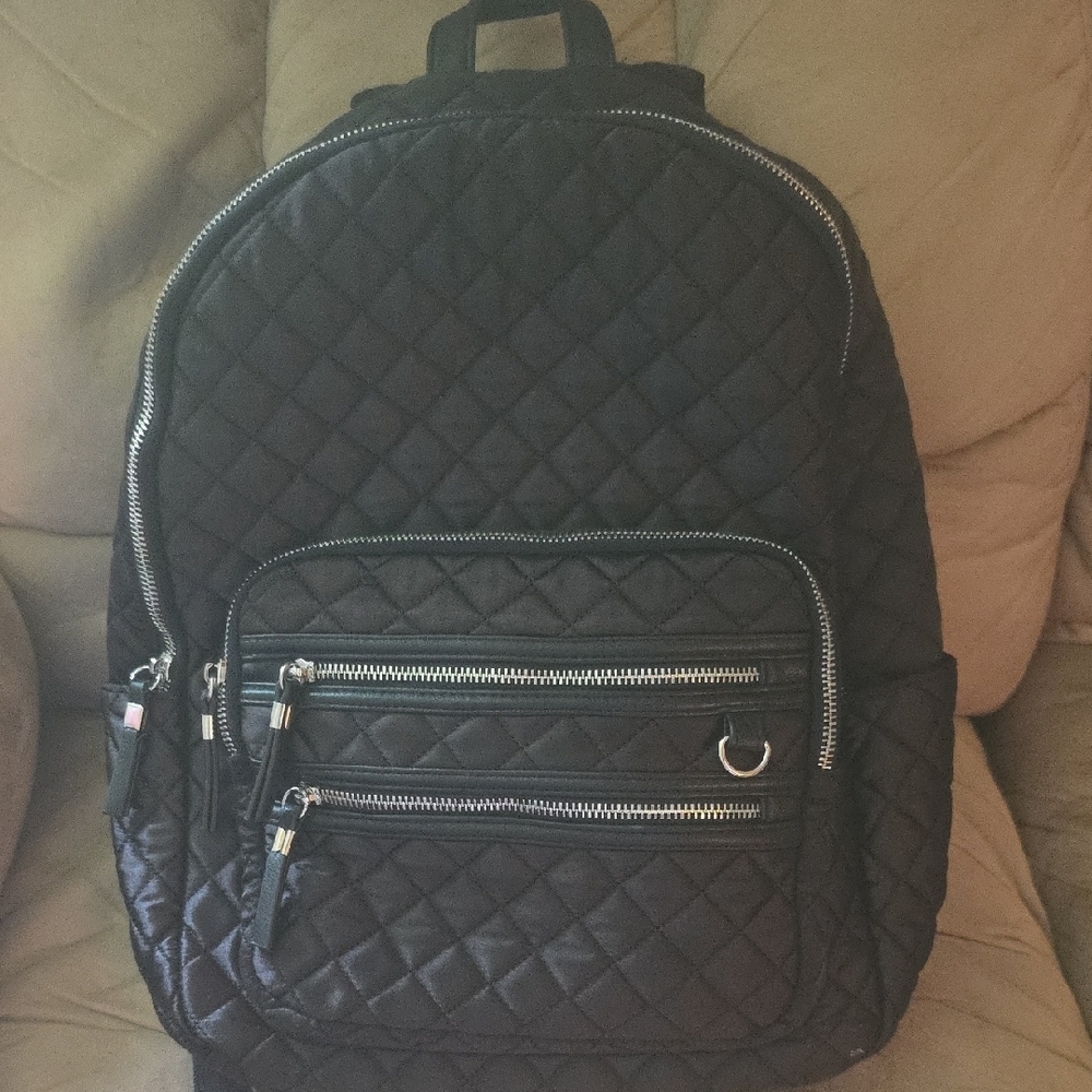 Candie's Black Quilted Backpack with Silver Accents
